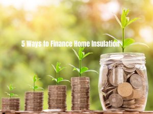 Photo of 4 increasingly tall stacks of coins beside a jar full of coins, each with plants sprouting out of the top and the caption "5 Ways to Finance Home Insulation Upgrade"