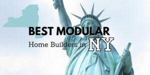 a picture of the Statue of Liberty with the words Best Modular Builders in NY as the title over top