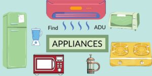 Various ADU appliances with the caption "find ADU appliances."
