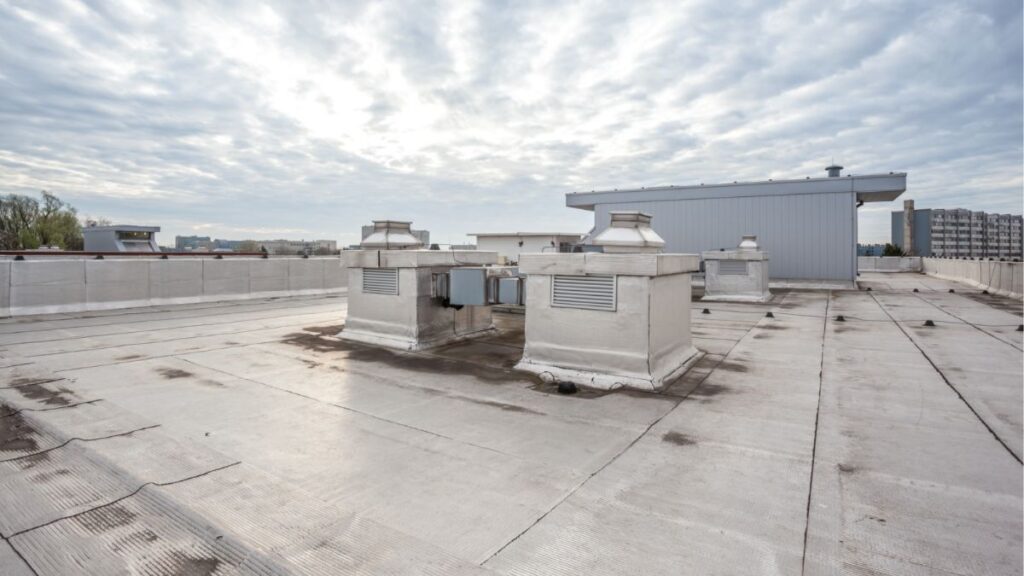 Horizontal shot of a cool roof