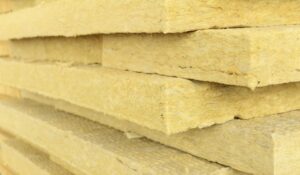 Batts of mineral wool insulation stacked together