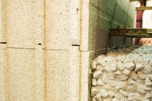 A closeup on the end grain of some ICF blocks