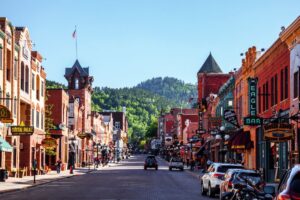 A street view of downtown Sturgis, South Dakota