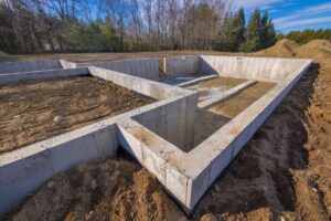 A laid ICF foundation at a build site