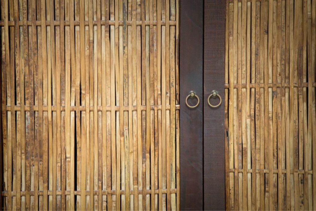 Closeup on a bamboo door