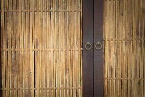 Closeup on a bamboo door