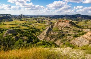 A view of canyons in rural North Dakota