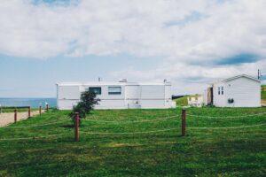 A mobile home along the coastline