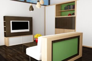 Interior view of a modular home's living room
