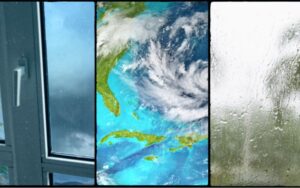a 3-frame picture of windows and hurricanes