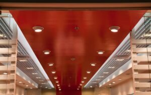 Radiant ceiling heating panels in a kitchen