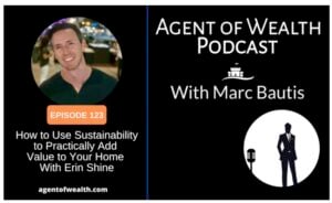 a picture of erin shine on the left side with the title Agent of Wealth Podcast with a black background