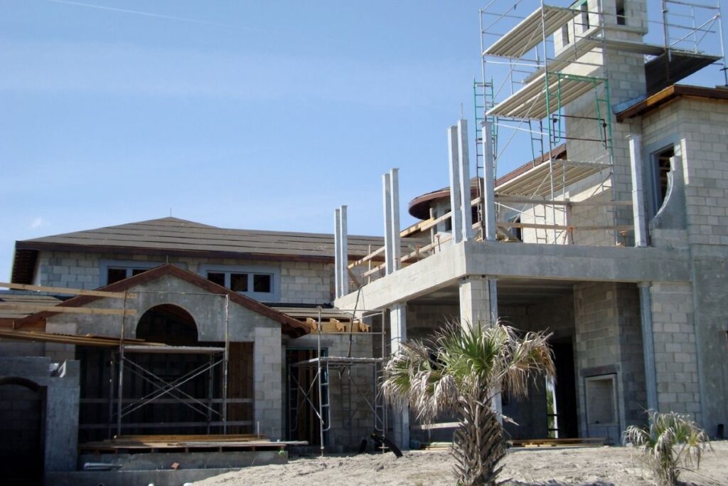 A cinderblock Hurricane-Proof Home under construction