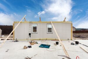 A SIP home under construction on its foundation