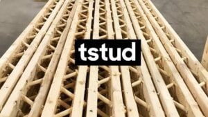 A row of Tstuds with the text "Tstud" superimposed on top