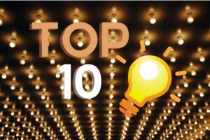 tons of light bulbs in a ceiling with the words Top 10 over the top of them